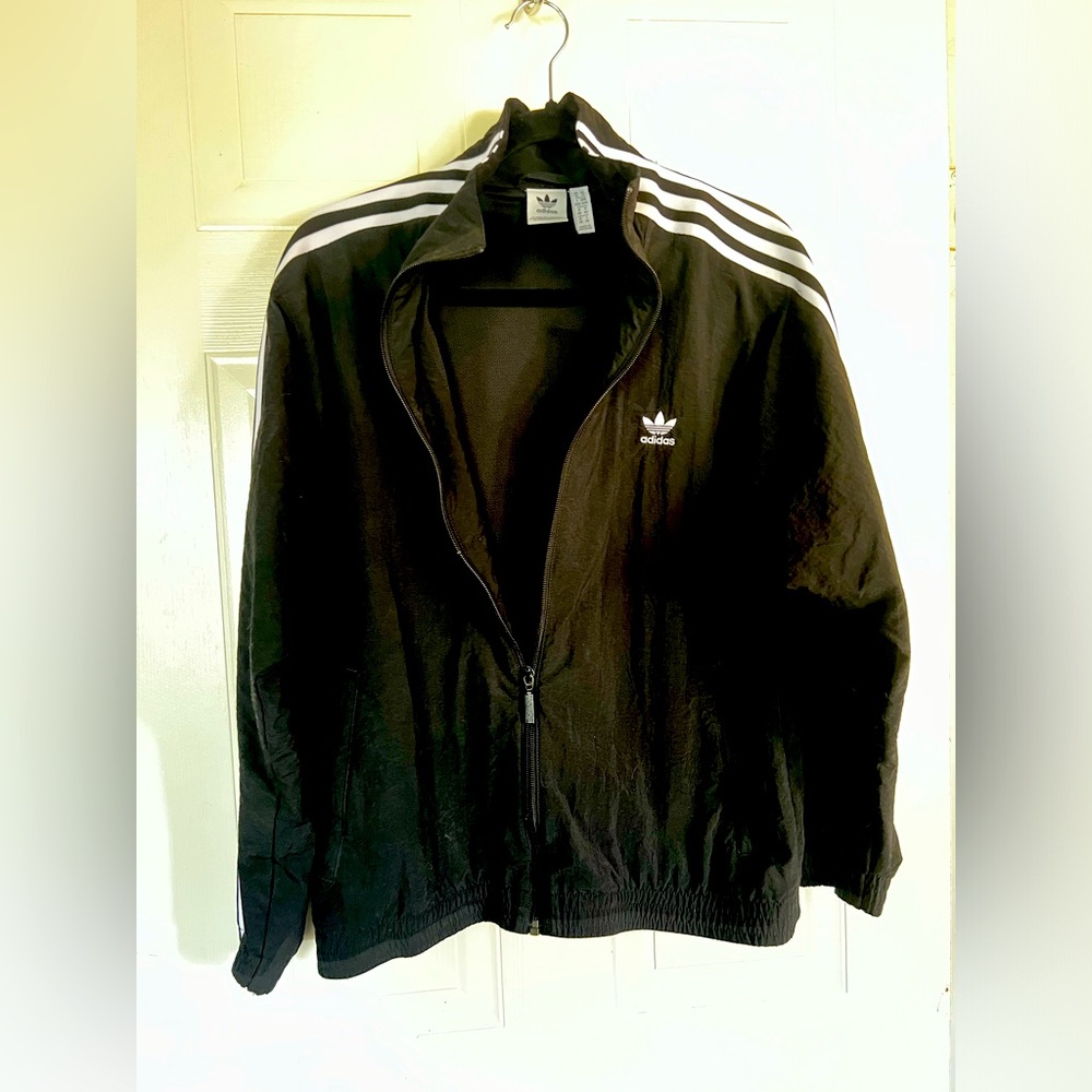 Adidas , Size M, Women’s lightweight track jacket. Black and white.